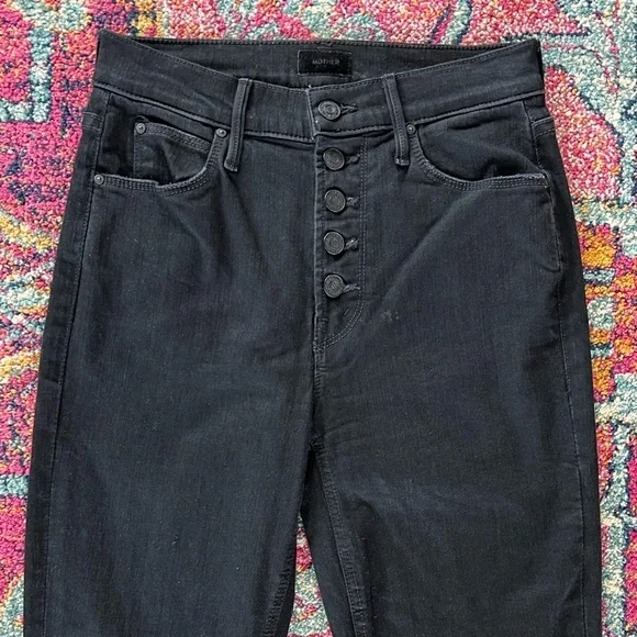 MOTHER | Women's Black The Pixie Dazzler Ankle Fray Jeans in not guilty, size 25 - Picture 7 of 16